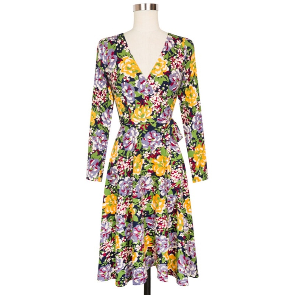 Retro Wrap Dress- Victory Floral